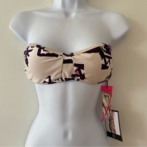 Insight 51 swim bikini top only Chips Ladder Back Bandeau in cream and purple